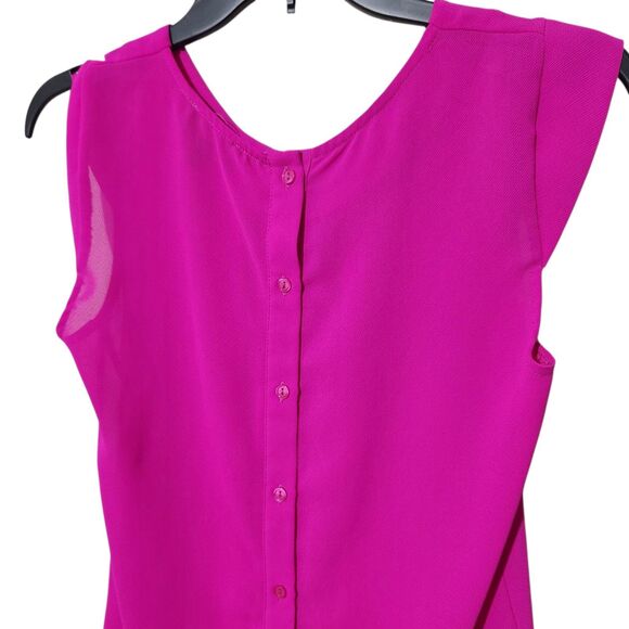 Twine And String Top Size Small Pink Sheer Sleeveless Back Buttons Lightweight - Picture 6 of 10